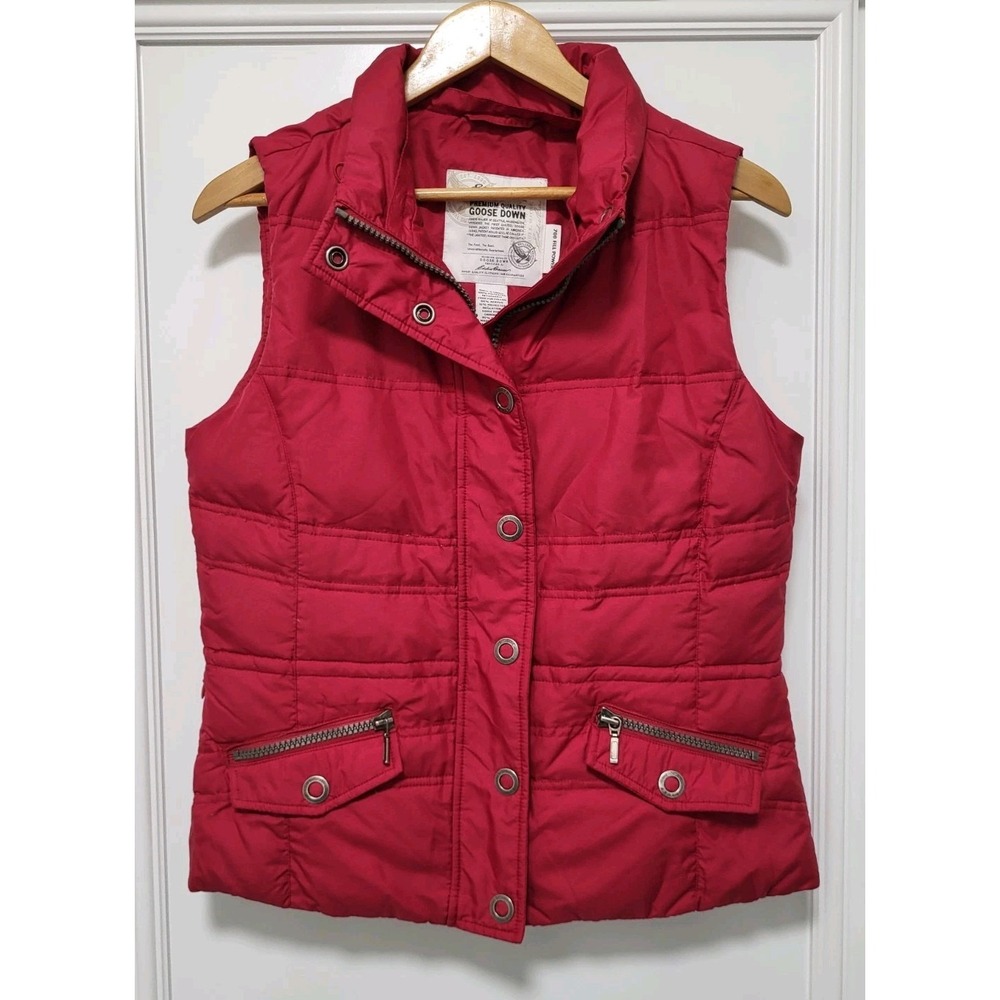 Womens Eddie Bauer Red 700 Fill Power Goose Down Puffer Vest Sz M